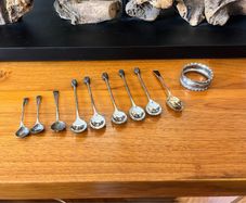 Antique Silver Plated Spoons & Napkin Ring