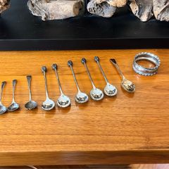 Antique Silver Plated Spoons & Napkin Ring