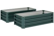 Set of Two 110 x 65cm Steel Planter Boxes - Green