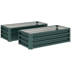 Set of Two 110 x 65cm Steel Planter Boxes - Green