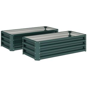 Set of Two 110 x 65cm Steel Planter Boxes - Green