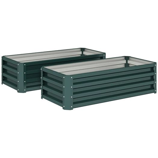 Set of Two 110 x 65cm Steel Planter Boxes - Green