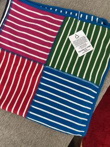 Polarn O Pyret POP reversible blanket unisex patchwork stripes