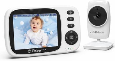 Baby Monitor with Camera and Night Vision,3.2inch Screen Wireless Video Baby Monitor with Rechargeable Battery, VOX Mode, Temperature Monitoring,Two-Way Audio,Soothing Sounds & Lullabies