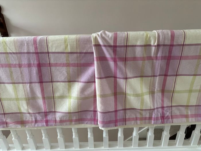 Laura Ashley checked cream pink purple and green Curtains