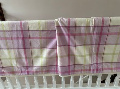 Laura Ashley checked cream pink purple and green Curtains