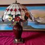 24 Inch Tiffany Style Table Lamp With 18 Inch Wide Stained Glass Shade And Polished Brass Base Image 4