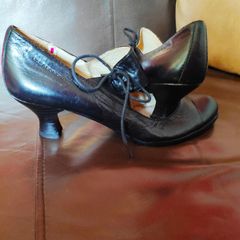 Dance shoes black tappers pointers ballroom flamenco genuine leather Vagabond with toe taps Size 37