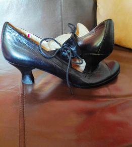 Dance shoes black tappers pointers ballroom flamenco genuine leather Vagabond with toe taps Size 37