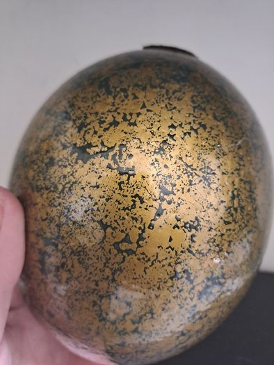 South African Ostrich Egg Ornament Green and Gold Crackle Finish