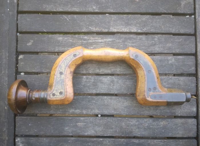 Antique Beech And Brass Brace