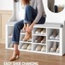 5-in-1 Coat Rack with Bench, Shoe Storage & Mirror  White Image 9