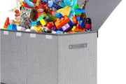 Toy Storage Box, 81L Foldable Kids Toy Chests &amp; Boxes for Boys Girls,Toy Storage Organiser with Flip-top Lid, Childrens Storage Box for Clothes, Bedroom,Playroom, Kindergarten,Grey