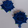 Realistic Navy Extravagant Rose with Raffia Woven Stud Earrings Image 8