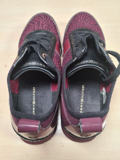 Women's Tommy Hilfiger City Iconic Knitted Trainers  Runners Purple Burgundy Size Uk 5 Eu 38
