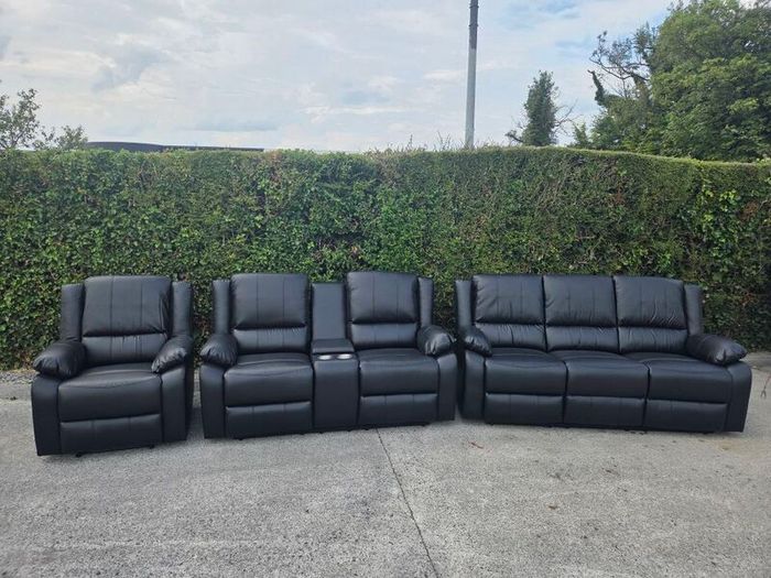 Grey Or Black 3+2+1 Leather All Recliner Sofa Sets