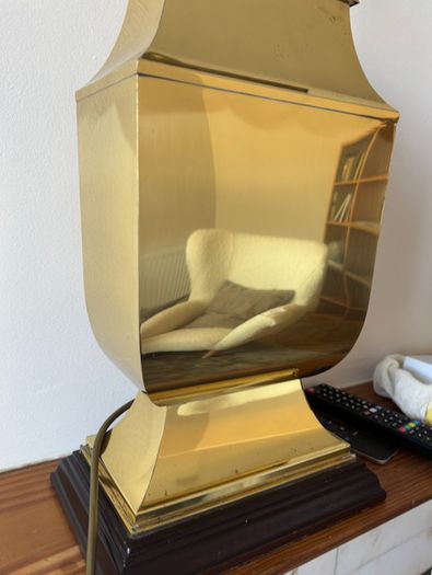 Vintage Brass Table Lamp with silk shade