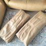 set of 2 two sofas beige brawn , tan, creamy, camel,  carmel, sand natural real leather bargain Image 4