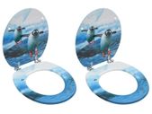 WC Toilet Seats with Lid 2 pcs MDF Penguin Design
