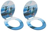 WC Toilet Seats with Lid 2 pcs MDF Penguin Design