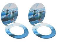 main image for ad WC Toilet Seats with Lid 2 pcs MDF Penguin Design