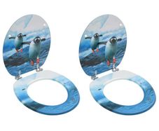 WC Toilet Seats with Lid 2 pcs MDF Penguin Design