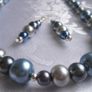 Cold as Ice Beaded Handmade Necklace Ice Blue & Grey with matching earrings Image 3