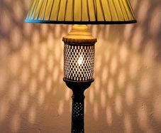 Mid-century pierced brass lamp
