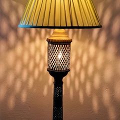 Mid-century pierced brass lamp