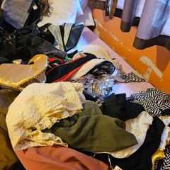 Large Job Lot of Ladies and Mens Clothes Shoes Hats Bags Handbags