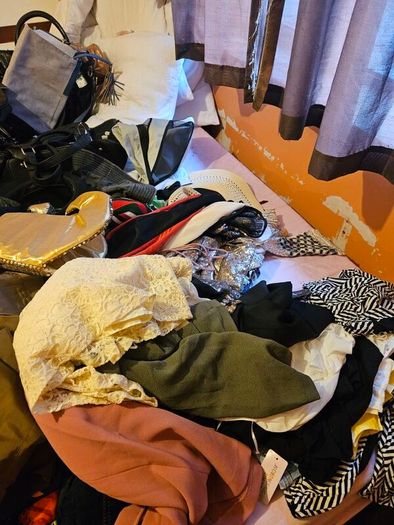 Large Job Lot of Ladies and Mens Clothes Shoes Hats Bags Handbags