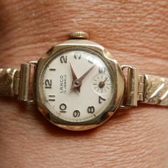 Vintage 1920s Solid 9Ct Gold 375 Lanco 15 Jewel Cased Ladies Manual Wristwatch (works well)