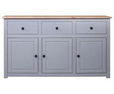 Sideboard Grey 135x40x80 cm Solid Pinewood Panama Range