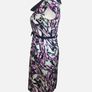 Izabella White Satin Purple Floral Pencil Dress With Bow Belt Uk 14 Includes Postage Image 4