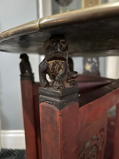 Large Antique Chinese Red Lacquer & Gilt Coffee Table