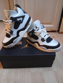 Jordan 4 Retro Sky Blue & Black All Leather High Tops (( Rare Pair ))