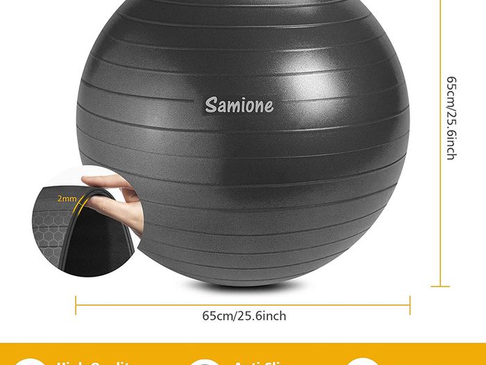 _Gymnastics Ball, Ultra-Thick Anti-burst Yoga Fitness Ball with Air Pump, 65cm Fitness Ball for Yoga Pilates, Gym Sport