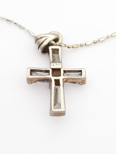 Sterling Silver CZ Cross Necklace On 925 Italian Chain