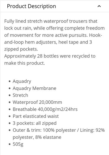 Craghoppers Waterproof Trousers