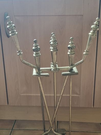 Classic brass fireplace accessories set