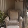Large Cream Armchair and Footrest Image 6