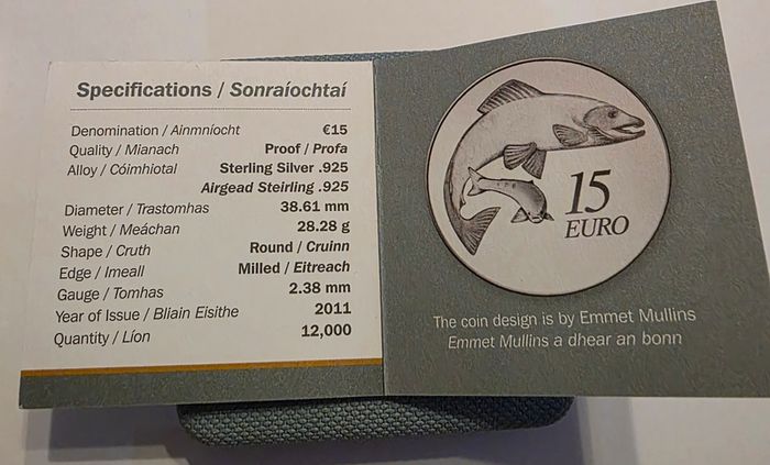 2011 irish silver 15 euro