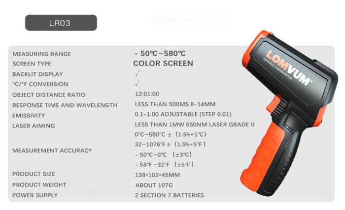 BRAND NEW Digital C/F Selection Surface Handheld Meter Pyrometer