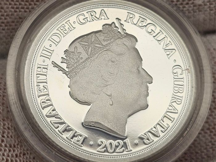 Gibraltar Silver Proof 2021 Pure Silver .999 Shield Sovereign in Original Holder