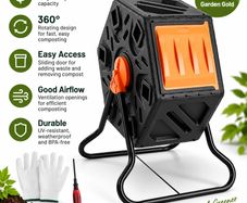 70L Garden Compost Tumbler 360 deg Rotating Outdoor Composter Bin, 18.5 Gallon