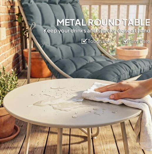 Garden Lounge Chair Set with Footstool & Side Table