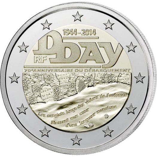 France 2 Euro Commemorative Coin 2014 - The D -Day. Uncirculated.