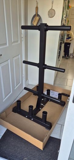 brand new heavy duty olympic bar and plate rack