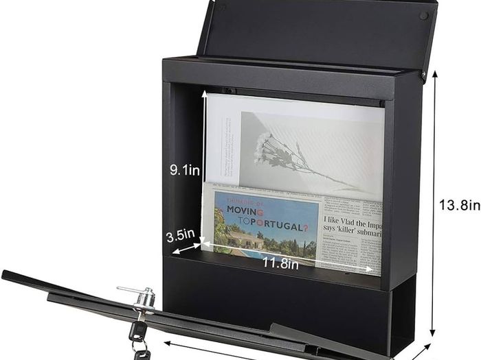 NEW SALE | Metal Wall Mounted Letterboxes with Key Lock, Large Mail Box with Newspaper Compartment, White, 13" x 14 2/5" x 4 1/5"
