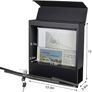 NEW SALE | Metal Wall Mounted Letterboxes with Key Lock, Large Mail Box with Newspaper Compartment, Black, 13" x 14 2/5" x 4 1/5" Image 2